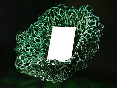 3D rendering of abstract figure; design template for the product in the cente Stock Illustration