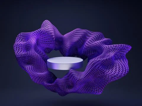 3D rendering of abstract figure; design template white pedestal for the produ Stock Illustration