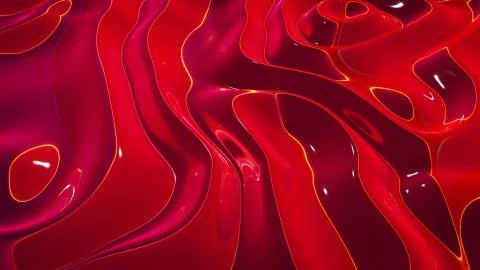 3d rendering abstract fluid background. Beautiful wavy glass surface of red Stock Illustration