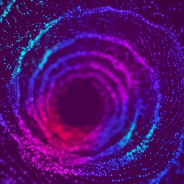 3D rendering abstract fractal light background. Space-time portal. Intricate Stock Illustration
