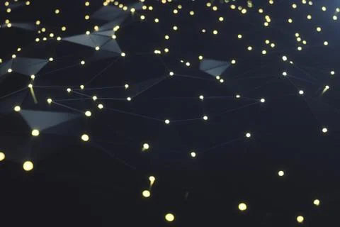 3D Rendering Abstract futuristic connection lines and glowing dots イラスト素材