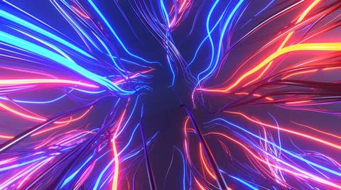 3D Rendering. Abstract futuristic geometric background from wavy lines Stock Illustration