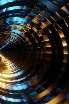 3D Rendering. Abstract futuristic geometric background from wavy lines Stock Illustration