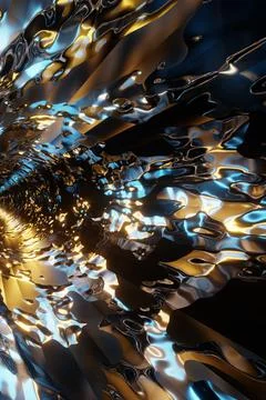 3D Rendering. Abstract futuristic geometric background from wavy lines Ilustración de archivo