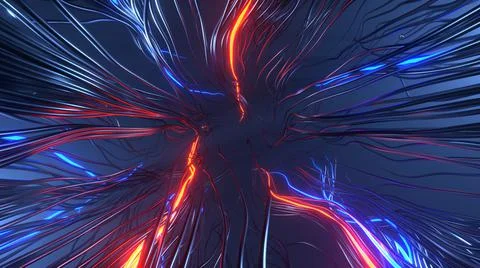3D Rendering. Abstract futuristic geometric background from wavy lines Stock Illustration