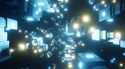 3D Rendering. Abstract futuristic geometric shapes background Stock Illustration
