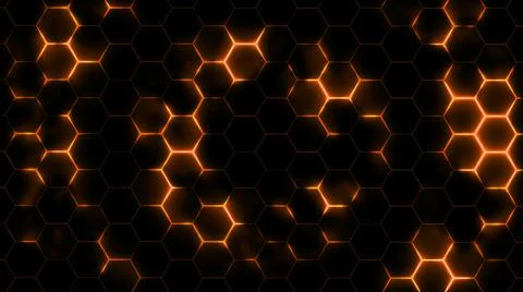 3D rendering of abstract futuristic hexagonal mesh with light effects Stock Illustration