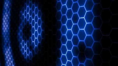 3D rendering of abstract futuristic hexagonal mesh with light effects Stock Illustration