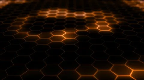 3D rendering of abstract futuristic hexagonal mesh with light effects 스톡 일러스트