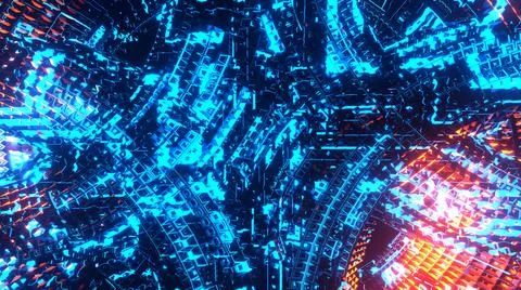 3d Rendering. Abstract Futuristic motion graphics, high tech background Stock Illustration