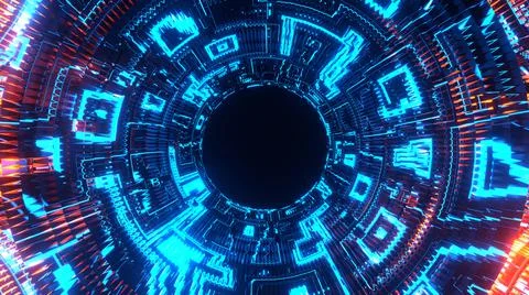 3d Rendering. Abstract Futuristic motion graphics, high tech background Stock Illustration