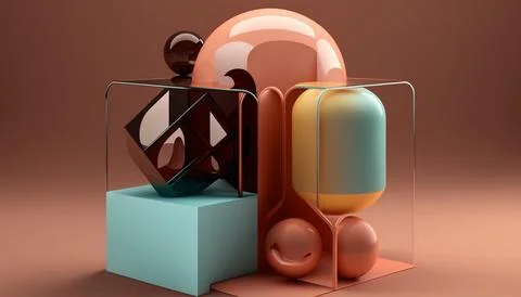 3D rendering. Abstract futuristic shapes. Stock Illustration