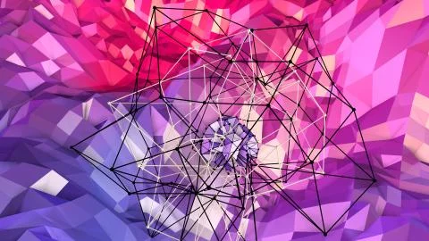 3d rendering abstract geometric background with modern gradient colors in low イラスト素材