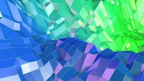 3d rendering abstract geometric background with modern gradient colors in low Stock Illustration