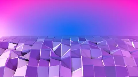 3d rendering abstract geometric background with modern gradient colors in low Stock Photos