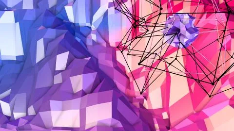 3d rendering abstract geometric background with modern gradient colors in low 스톡 사진