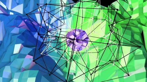 3d rendering abstract geometric background with modern gradient colors in low Stock Photos