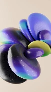 3D rendering of abstract geometric crumpled sphere shaped objects in a pale pink 스톡 일러스트