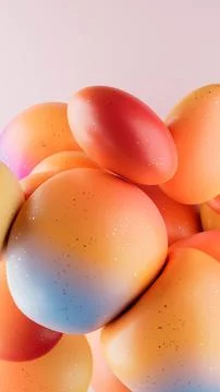 3D rendering of abstract geometric crumpled sphere shaped objects in a pale pink Illustrazione stock