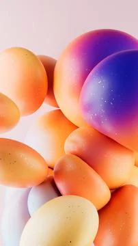 3D rendering of abstract geometric crumpled sphere shaped objects in a pale pink 스톡 일러스트