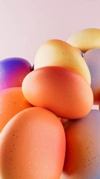 3D rendering of abstract geometric crumpled sphere shaped objects in a pale pink 스톡 일러스트