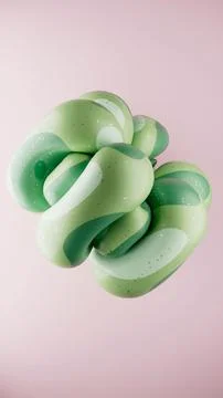 3D rendering of abstract geometric crumpled sphere shaped objects in a pale pink 스톡 일러스트