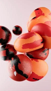 3D rendering of abstract geometric objects floating in the air on pale pink back 스톡 일러스트