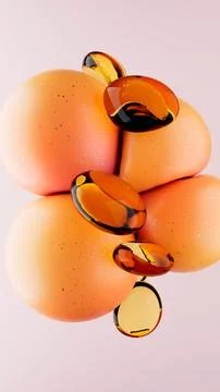 3D rendering of abstract geometric objects floating in the air on pale pink back 库存插图