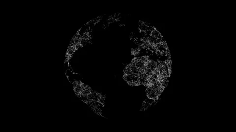 3d rendering abstract globe with plexus structure. Digital technology planet Stock Footage 102322613