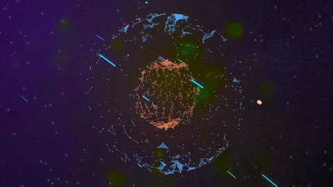 3d rendering abstract globe with plexus triangulated structure and colorful line Stock Footage 123174653