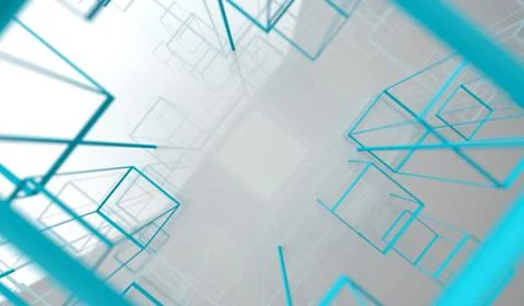 3D Rendering Of Abstract Glossy Cubes Frames Stockillustratie