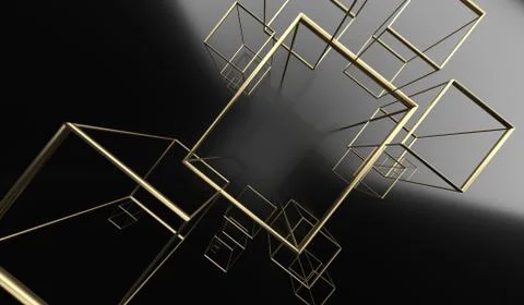 3D Rendering Of Abstract Glossy Cubes Frames Stock Illustration