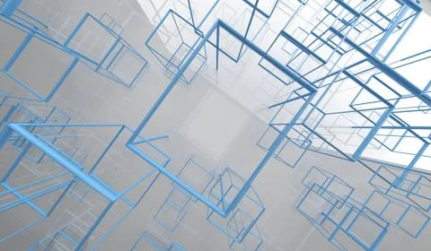 3D Rendering Of Abstract Glossy Cubes Frames Stock Illustration