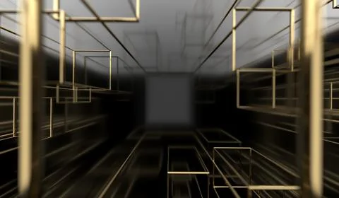 3D Rendering Of Abstract Glossy Cubes Frames Illustrazione stock