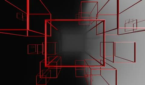 3D Rendering Of Abstract Glossy Cubes Frames Stock Illustration