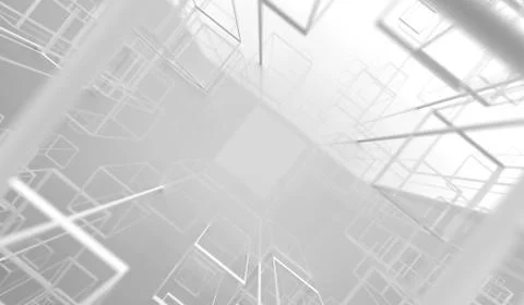 3D Rendering Of Abstract Glossy Cubes Frames Stock Illustration