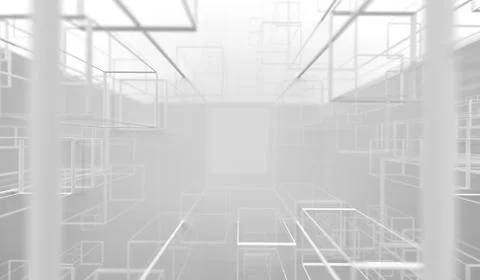 3D Rendering Of Abstract Glossy Cubes Frames Stock Illustration