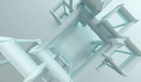 3D Rendering Of Abstract Glossy Cubes Frames Illustrazione stock