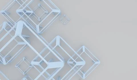 3D Rendering Of Abstract Glossy Cubes Frames Stock Illustration