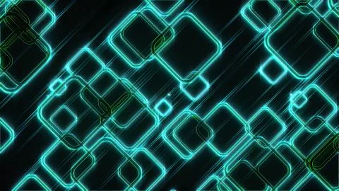 3d rendering of abstract glow squares and lines. Computer generated web Illustrazione stock