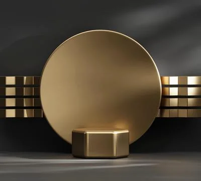3D rendering abstract gold platform podium product presentation backdrop Stock Illustration