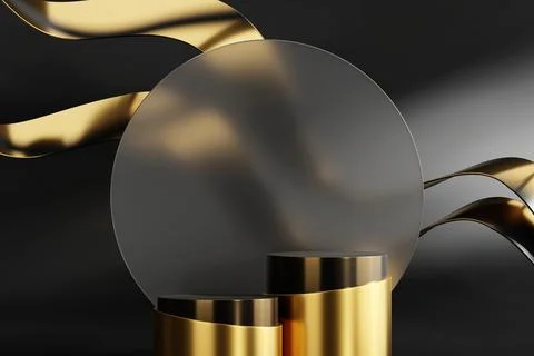 3D rendering abstract gold platform podium product presentation backdrop Stock Illustration