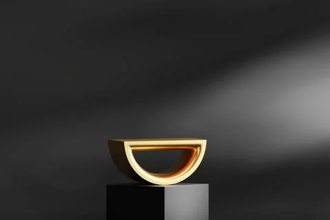 3D rendering abstract gold platform podium product presentation backdrop Stock Photos