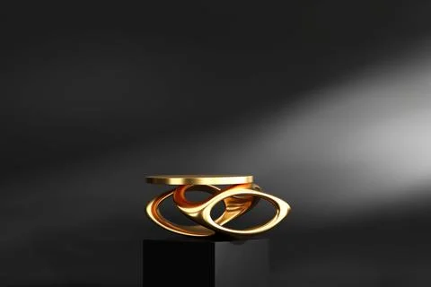 3D rendering abstract gold platform podium product presentation backdrop Stock Photos
