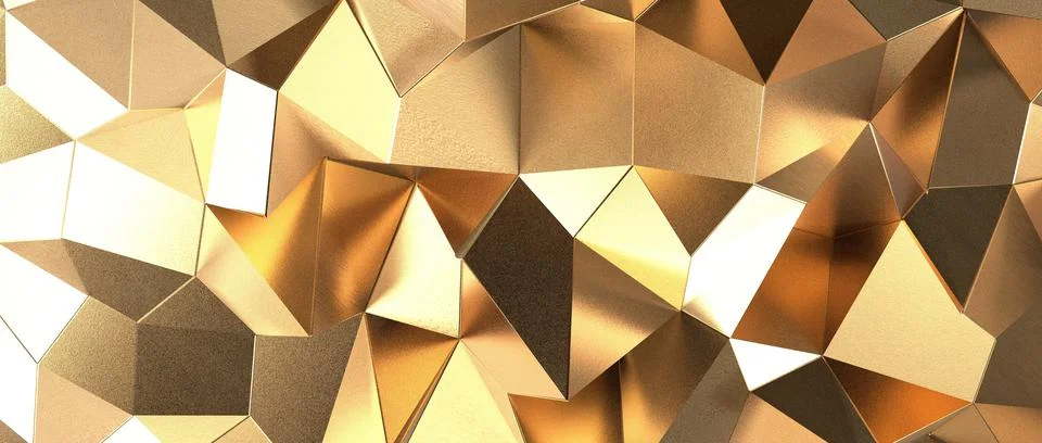 3D rendering of abstract gold polygon background on texture Stock Illustration