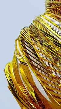 3d rendering, Abstract gold wire pattern luxury wallpaper background Stock Illustration