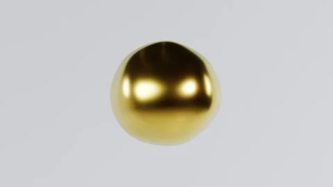 3D rendering of abstract golden liquid sphere morphing. Seamless loop. Stock Footage 340276278