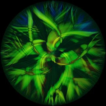 3D rendering of an abstract green spiral isolated on black background Ilustración de archivo