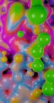 3d rendering. Abstract illustration of multi-colored bulbs. Viscous fluid in Stock Illustration