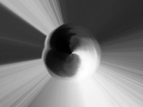 3d rendering. Abstract image of a ball in space with multicolored rays Stockillustratie